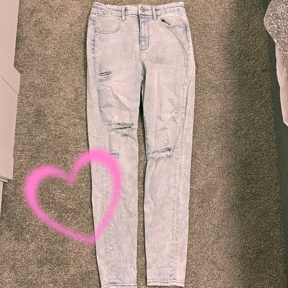 AMERICAN EAGLE 🌸 NEXT LEVEL STRETCH LIGHT WASH, HIGH WAISTED JEANS SIZE 6 - Picture 2 of 6